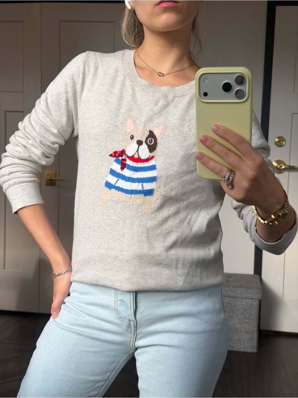 J.Crew Teddie Crewneck Sweater in Light Cream